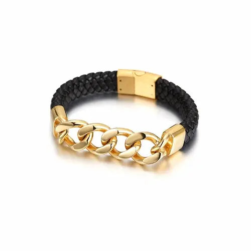 CUBAN LINK LEATHER BRACELET    My Store