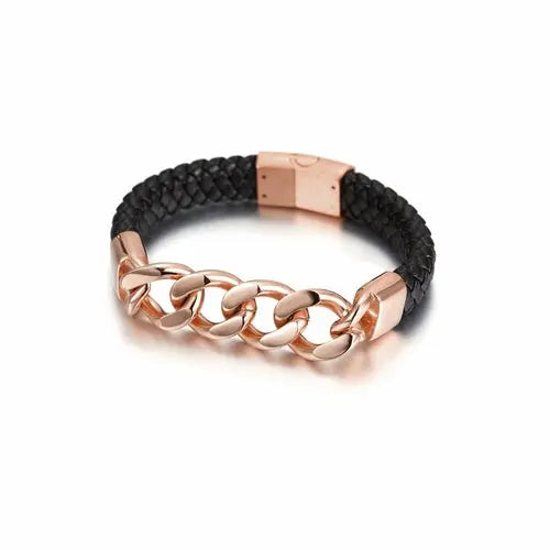 CUBAN LINK LEATHER BRACELET    My Store