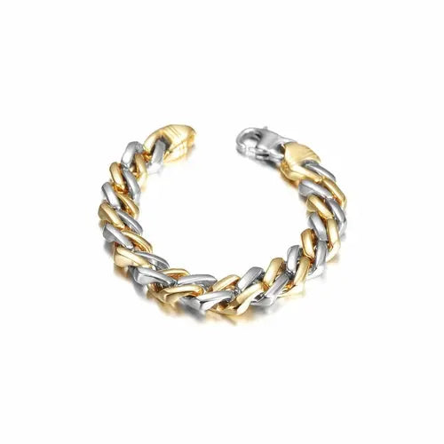 Cuban Chain Bracelet with Lobster Clasp Bi-color My Store