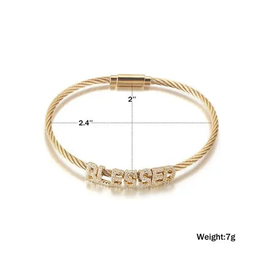 "BLESSED" STATEMENT PAVÉ BRACELET    My Store