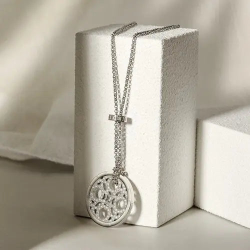 CZ Clover Medallion Necklace    My Store