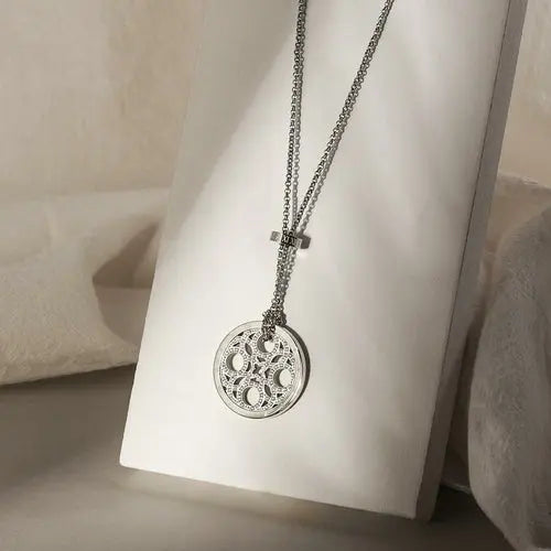 CZ Clover Medallion Necklace    My Store
