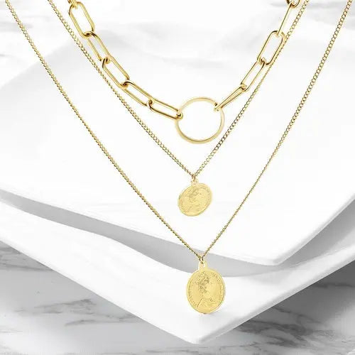Triple Layered Coin Necklace    My Store