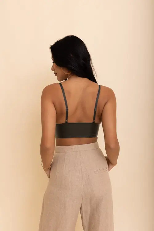 Posh Faux Leather Longline Bralette    My Store