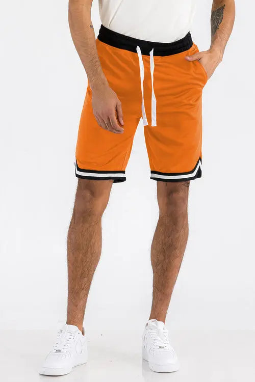 Orange Basketball Shorts with White Stripes    My Store
