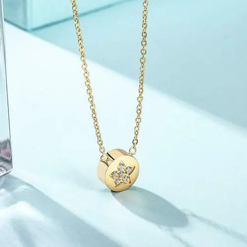 CZ Star Shaped Disc Pendant Necklace    My Store