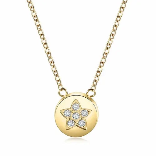 CZ Star Shaped Disc Pendant Necklace    My Store
