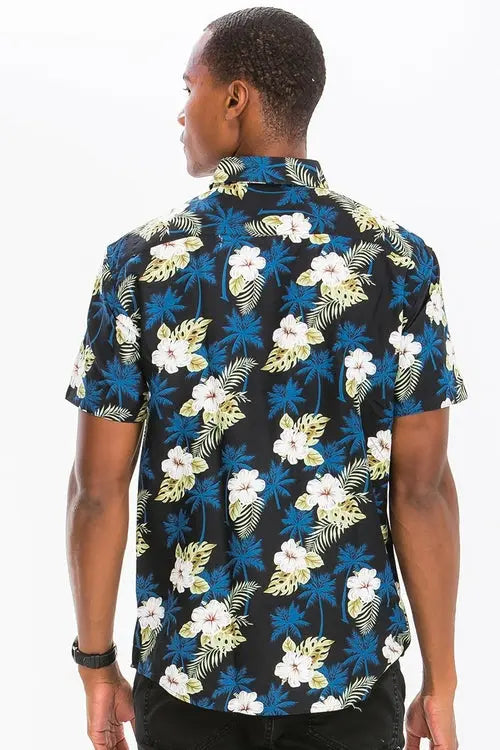 Hawaiian Print Button Down Shirt My Store