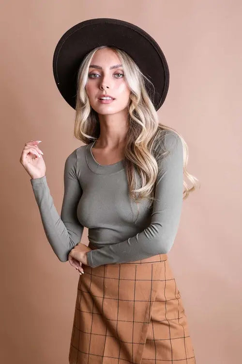 Long Sleeve Fitted Crop Top    My Store